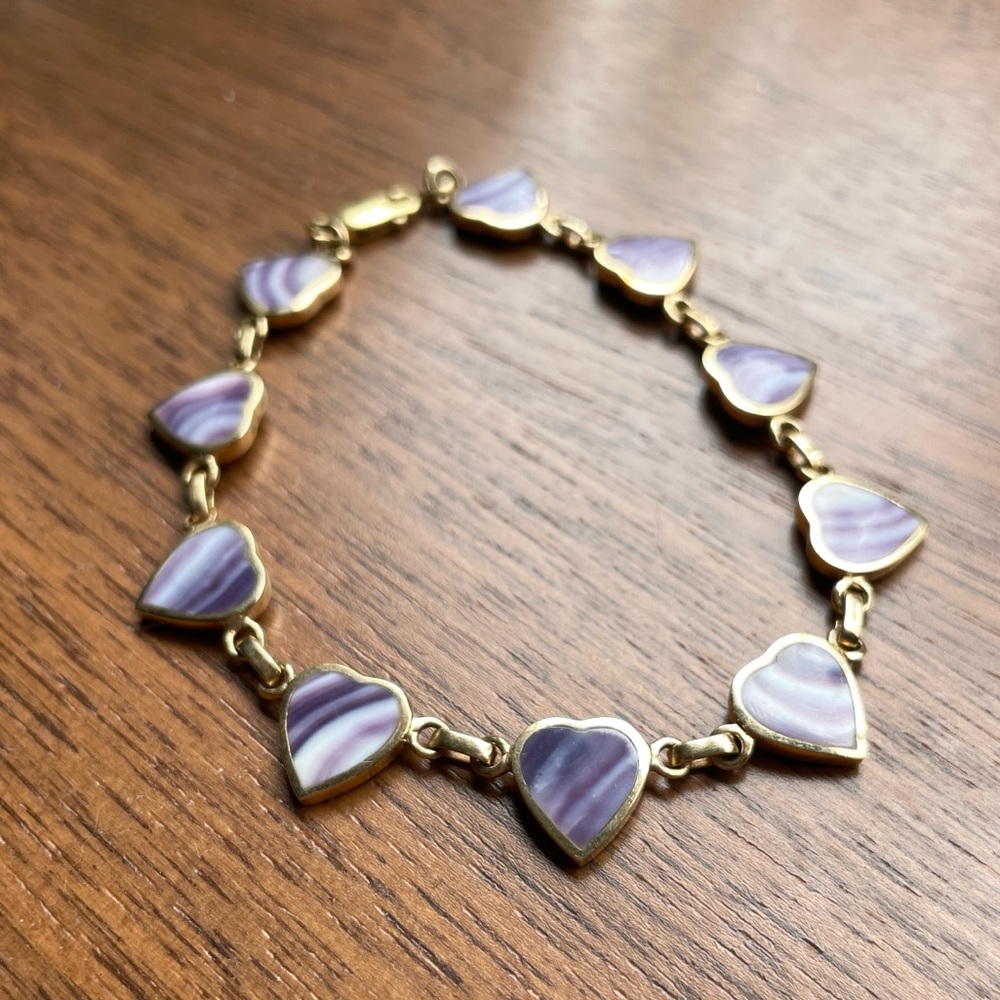 Wampum Heart Chain Link Bracelet ♡